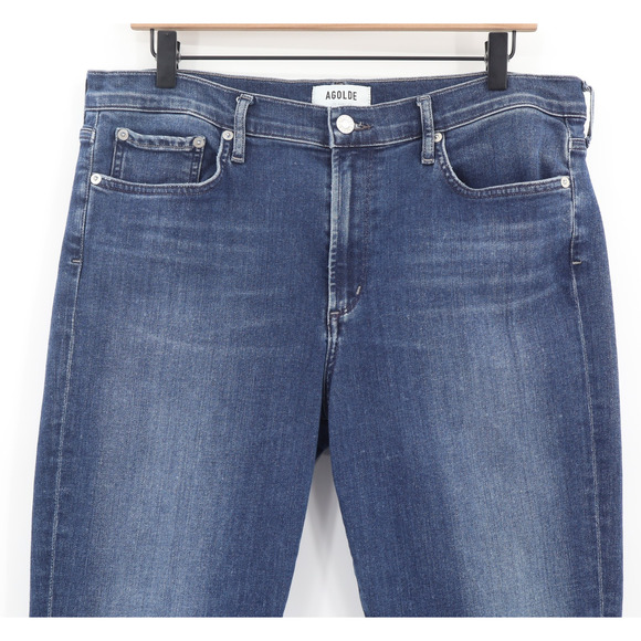 Agolde Women's Sophie Mid Rise Raw Hem Stretch Blue Jeans Sz 33 x 27 - Picture 3 of 11